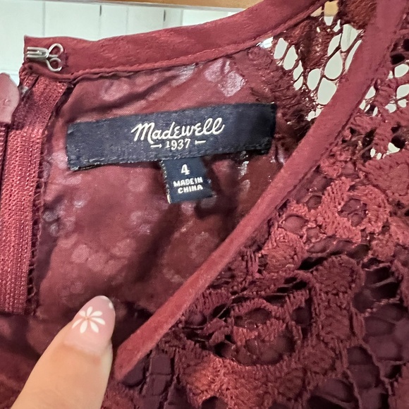 Madewell Red Lace Short Sleeve Dress- Size 4 - Picture 5 of 5